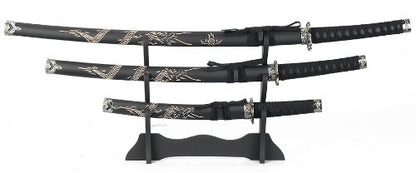 Super Christmas Deal or No Deal Japanese Samurai Swords Series - a set of Three (3) Japanese Samurai Swords with 40", 31" & 21" Carbon Steel Blade with Stand