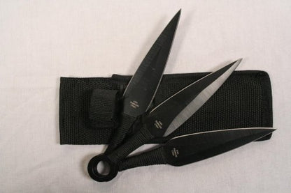 Ace Martial Arts Supply Ninja Stealth Black Throwing Knives with Nylon Case (Set of 3)