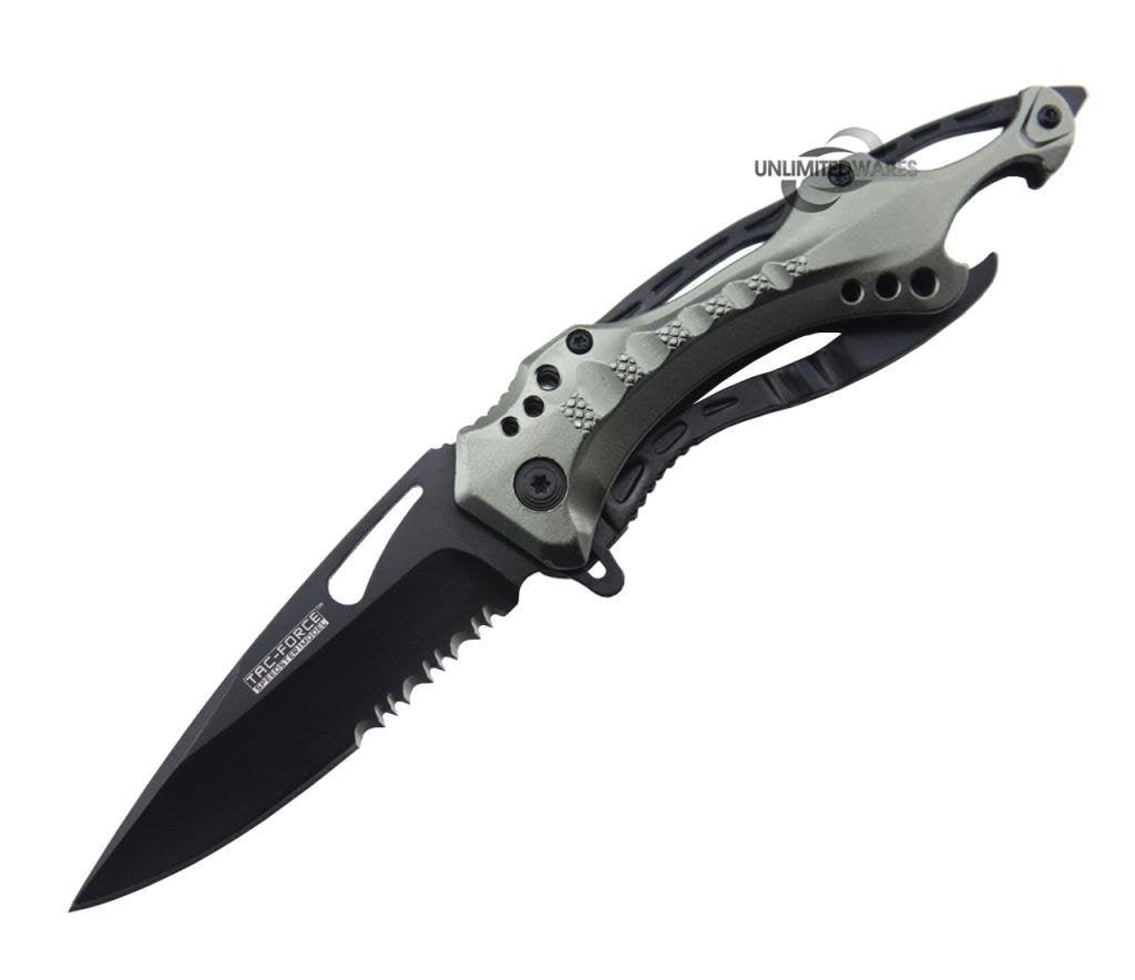 Tactical Assisted Opening Folding Knife Grey 4.5-Inch Closed