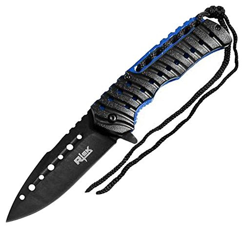 R-Tek RT110373 Partial-Paracord Handle High Performance Spring Assisted Folding Knife With Fluted Blade