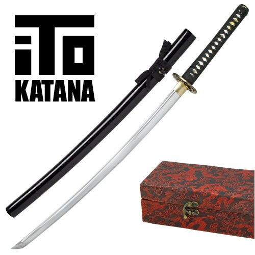 Samurai Sword Black Tidal Dragon Full Tang ITO Katana Gift Box Model 220
