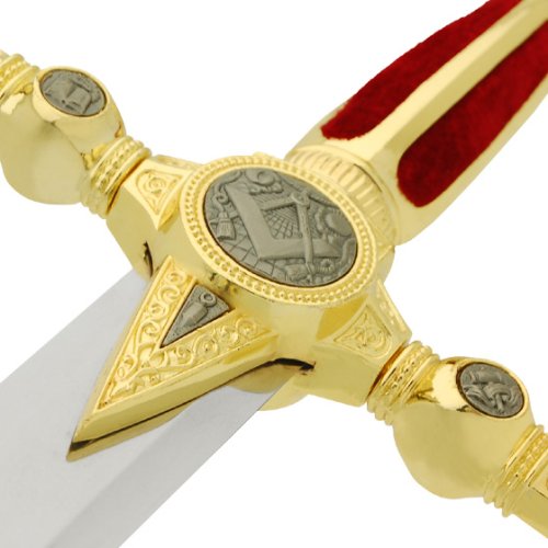 Masonic Sword Medieval with Red Fabric Grip and Display Plaque