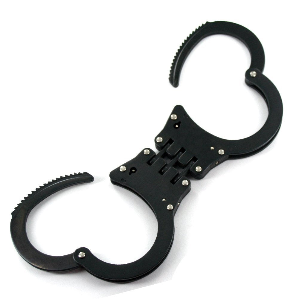 Ace Martial Arts Supply Hinged Heavy Duty Handcuffs and Keys, Black