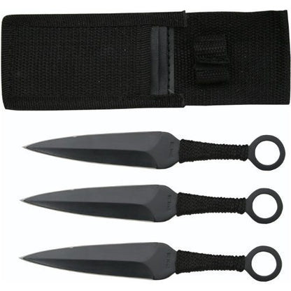 Ace Martial Arts Supply Ninja Stealth Black Throwing Knives with Nylon Case (Set of 3)