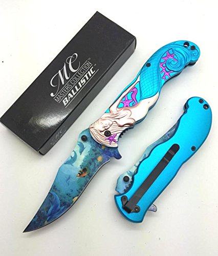 1 X Master Collection Mc-a013lb 5" Closed Mermaid Folder Assisted Open Pocket Hunting Tactical Outdoor Knife