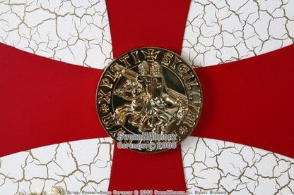 Knight Templar Royal Crusader Shield Red Cross w/ Grid