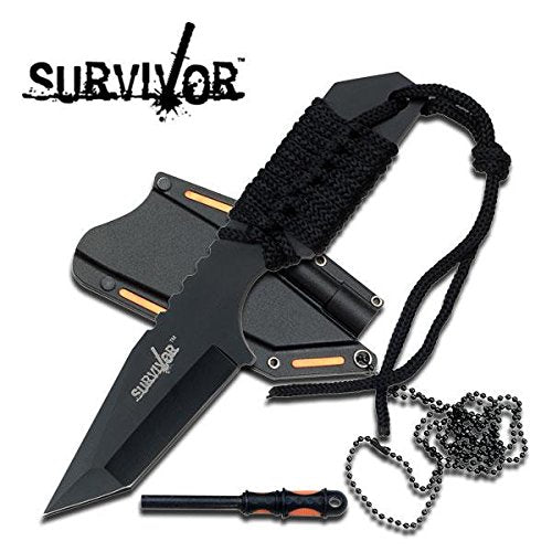 SALE Full Tang Survival Neck Knife & Fire Starter HK762BK