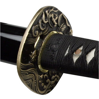 Samurai Sword Black Tidal Dragon Full Tang ITO Katana Gift Box Model 220