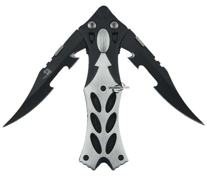 Unlimited Wares Midnight Fantasy Dual Blade Folding Knife 5-Inch Closed