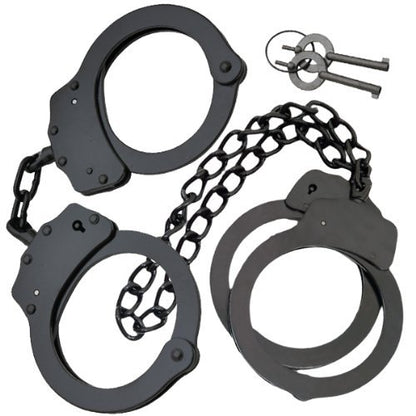 Professional Double Lock Handcuffs & Leg Cuffs - Stainless Steel - Black