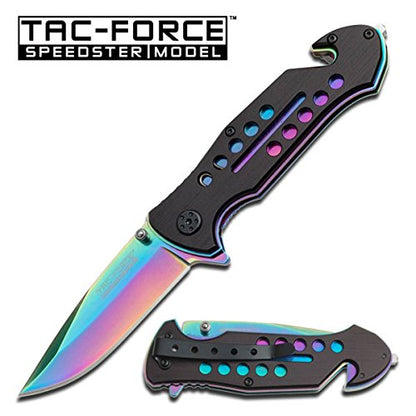 Tac-force Assisted Opening Hunting Camping Outdoor Rescue Folder Rainbow Stainless Steel Blade