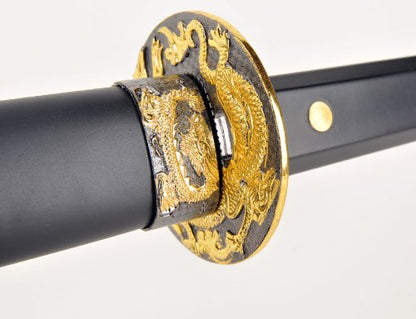 Japanese Samurai Swords with Golden Dragon Theme