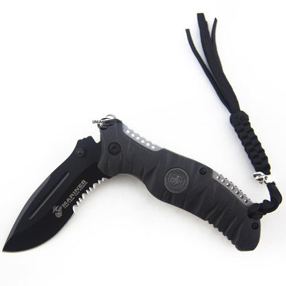 U.S. Marines by MTech USA M-A1020 Series Spring Assist Folding Knife, Half-Serrated Blade, 5-Inch Closed