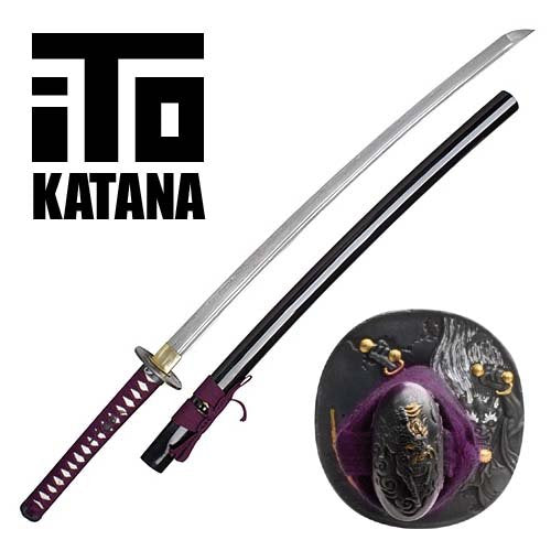 ITO Katana Folded Steel Model 556 Purple Lightning Damascus Sword