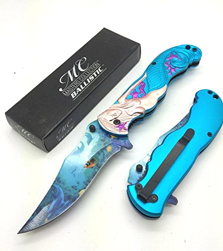 1 X Master Collection Mc-a013lb 5" Closed Mermaid Folder Assisted Open Pocket Hunting Tactical Outdoor Knife