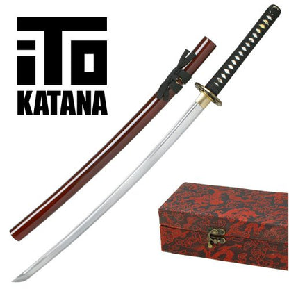 Samurai Sword Maroon Tidal Dragon Full Tang ITO Katana Gift Box Model 221