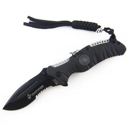U.S. Marines by MTech USA M-A1020 Series Spring Assist Folding Knife, Half-Serrated Blade, 5-Inch Closed