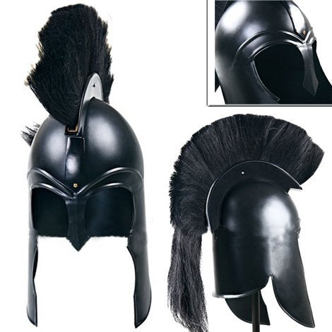 Spartan Greek Black Steel Helmet W/ Plum Costume Armor