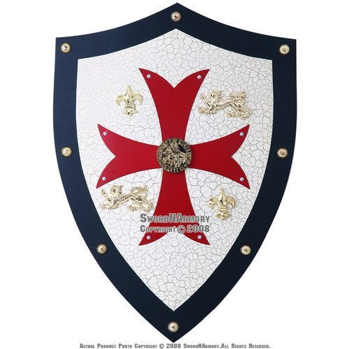 Knight Templar Royal Crusader Shield Red Cross w/ Grid