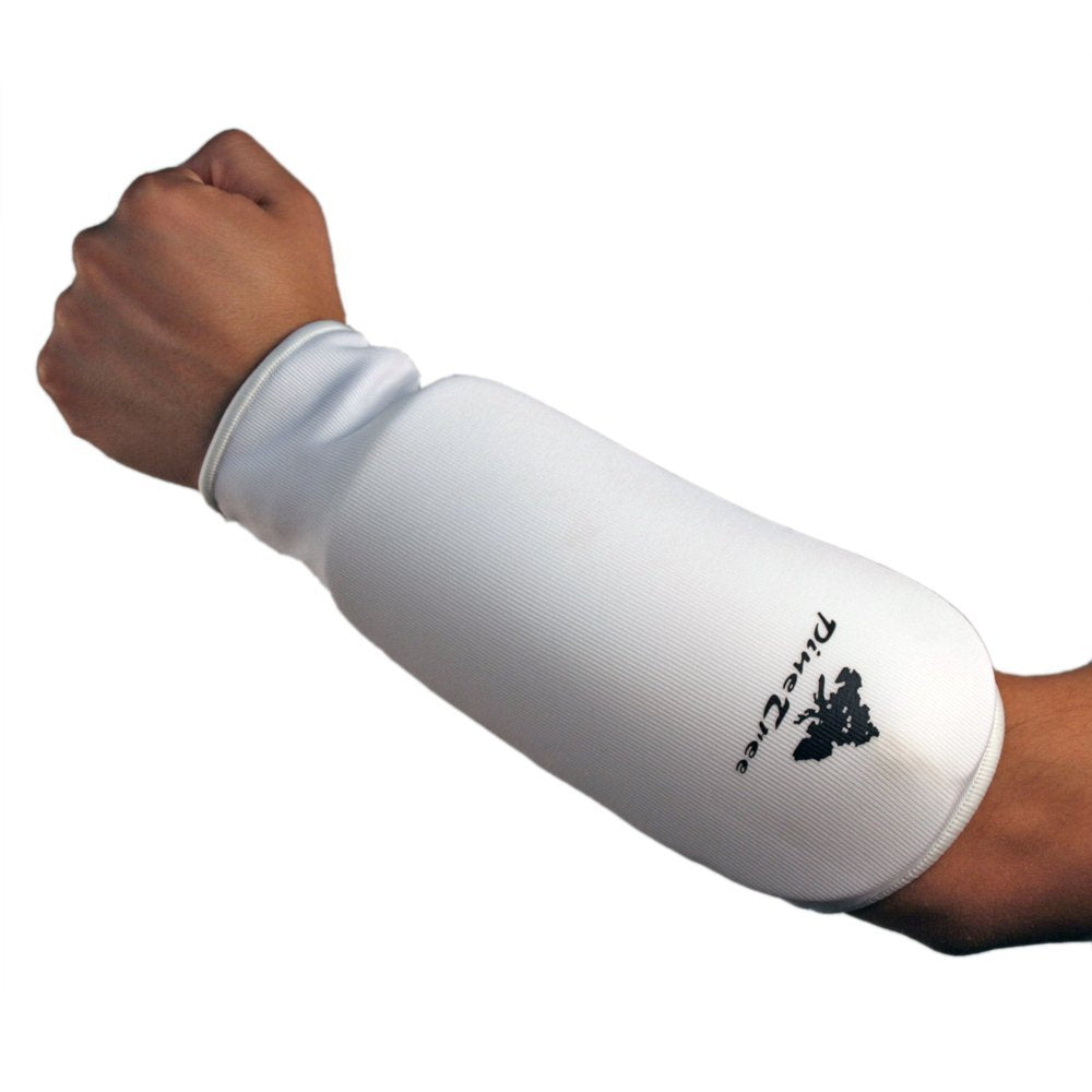 Pine Tree Complete Cloth Martial Arts Sparring Gear Set with Bag, Forearm/Shin, & Groin, Medium White Headgear, Medium Other Gears Male