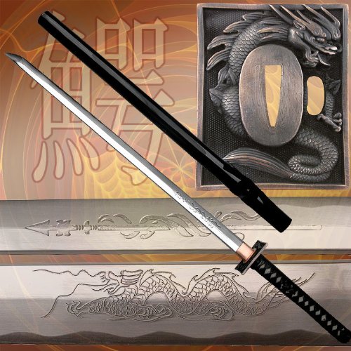 Etched Handmade Ninja Sword Dragon Tsuba
