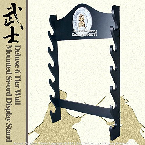 Deluxe 6Tier Wall Mounted Sword Display Stand W Samurai