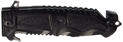 TAC Force TF-711 Series Assisted Opening Folding Knife, Half-Serrated Blade, Black Handle, 5-Inch Closed
