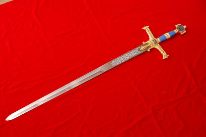49" Medieval 10th Century King Solomon Sword Blue Handle with Hardwood Wall P...