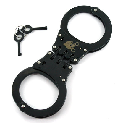 Ace Martial Arts Supply Hinged Heavy Duty Handcuffs and Keys, Black