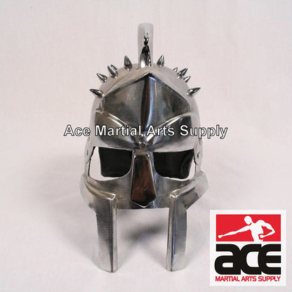 Roman Gladiator Maximus Helmet w/ Spikes Armor Costume With Stand