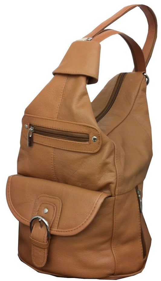 Convertible Back Pack Purse, Mid Size Tear Drop Shoulder Bag, Backpack, Sling Bag. Genuine Leather