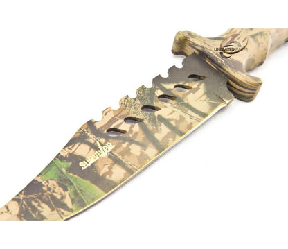 HK-1037S Camo Outdoor Fixed Blade Knife 10.5-Inch Overall