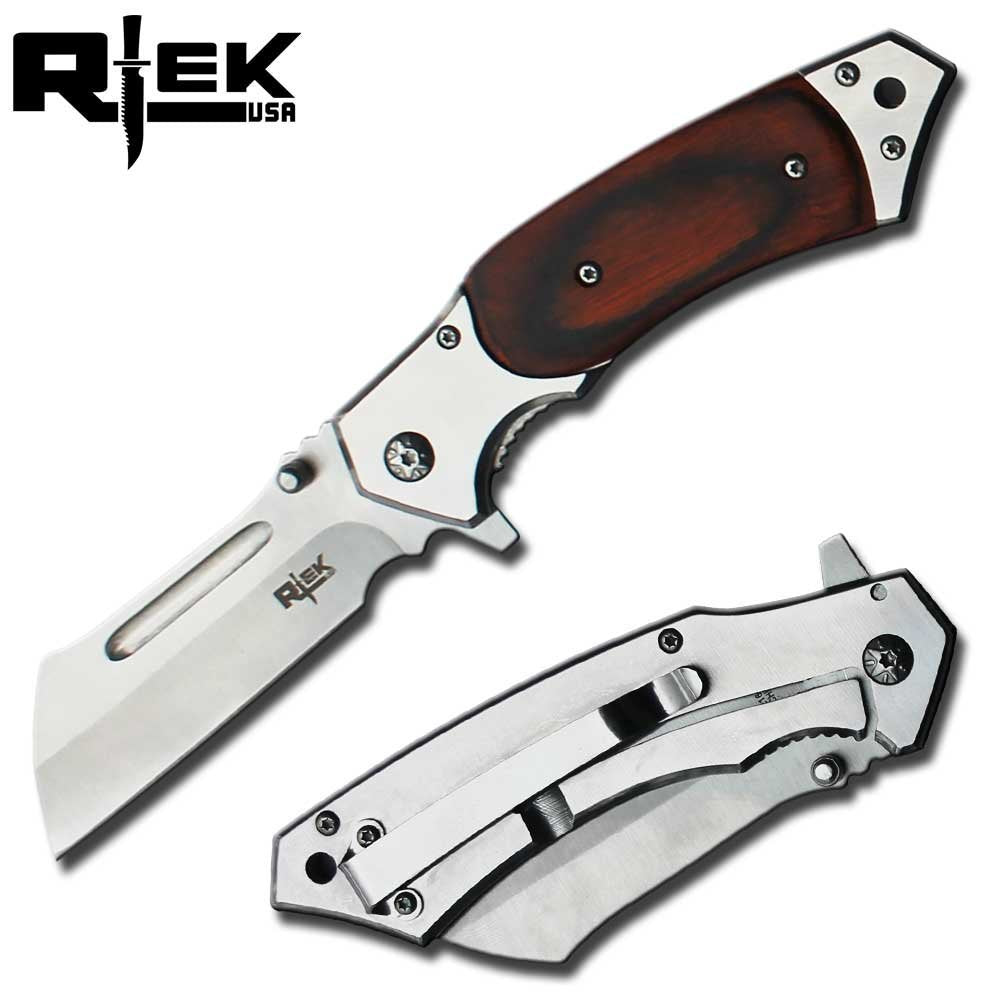 4.75" Rtek Spring Assisted Cleaver Pocket Folding Knife Razor Blade Pearl 5 colors