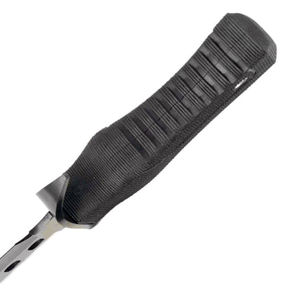 17" Hunting Knife All Black W/ Rubber Handle And Sheath (Black)