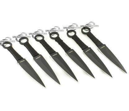 6 Piece Kunai Throwing Knife Set 6.5-Inch Overall