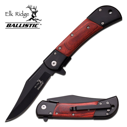 Ballistic 8" ELK RIDGE Wood Hunting SPRING ASSISTED OPEN Gentleman Folding POCKET KNIFE