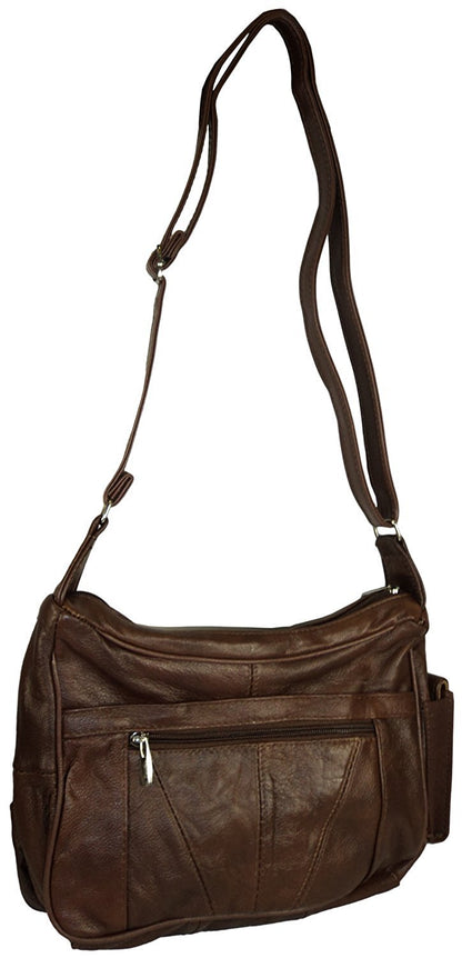Roma Leathers Brown Leather Crossbody Shoulder Bag