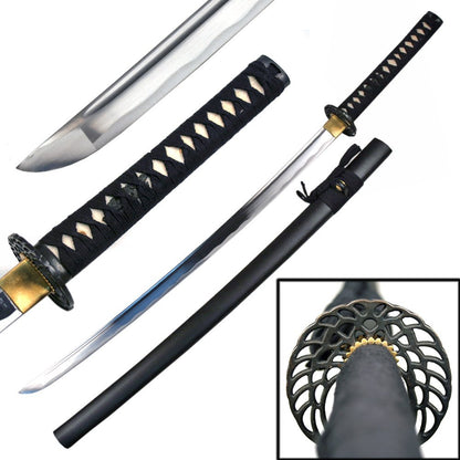 Ace Martial Arts Supply Practice Handmade Iaido Iaito Katana Sword (Unsharpened Sword) (Dancing Crane Tsuba)