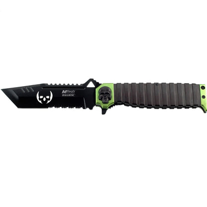 MTech USA MT-A820 Series Ballistic Sping Assist Knife, Black Half-Serrated Blade, 5-Inch Closed