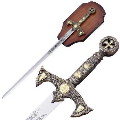 Knights Templar Long Sword and Wall Plaque