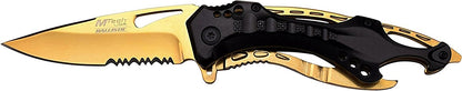 Mtech Ballistic Gold Titanium Bottle Opener Folding Pocket Knife
