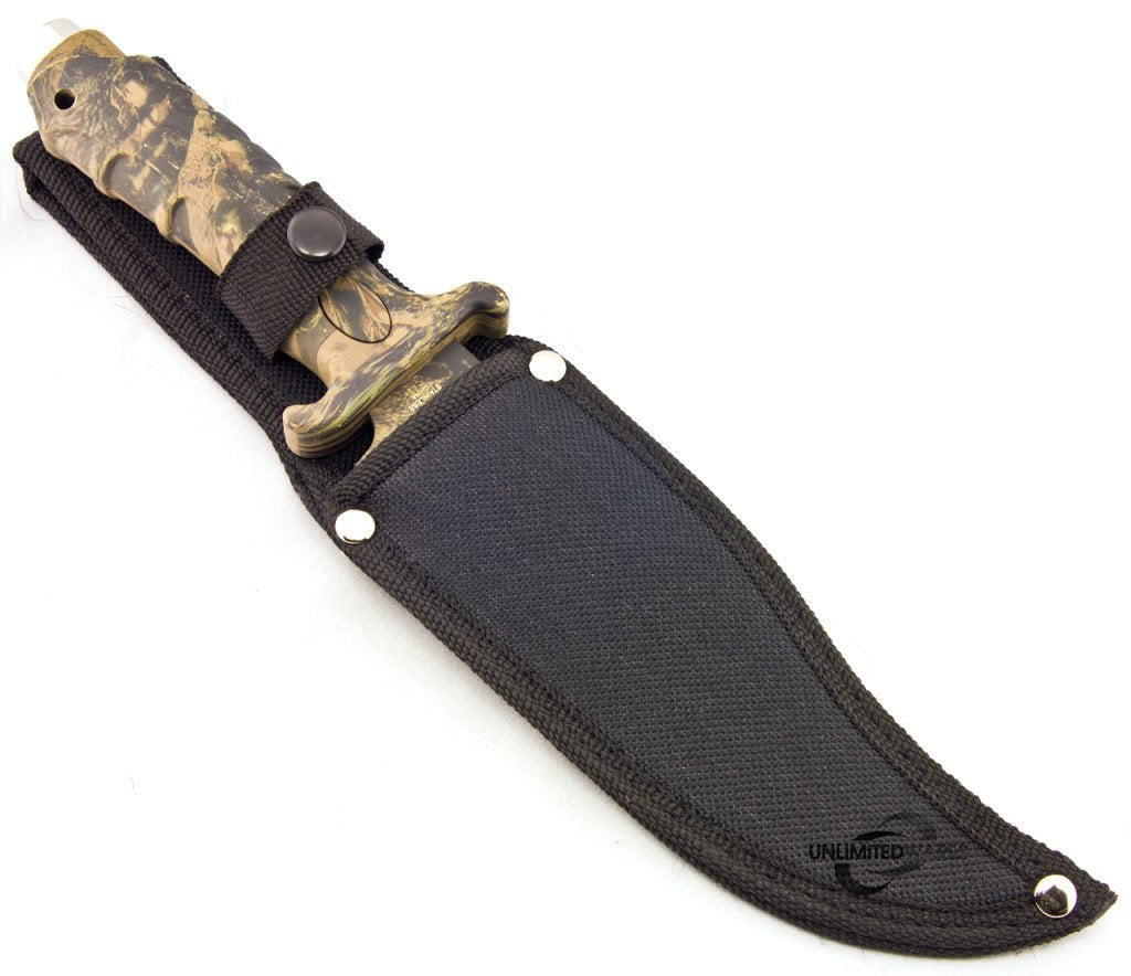 HK-1037S Camo Outdoor Fixed Blade Knife 10.5-Inch Overall
