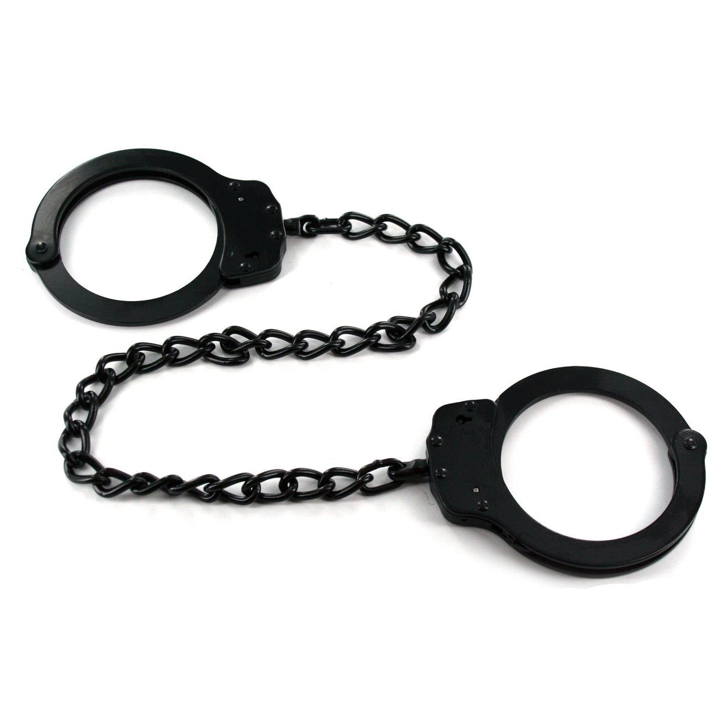 Steel Double Locking Leg Cuffs w/ 18" Chain - Black