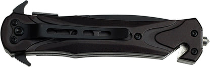 TAC Force TF-719BK Assisted Opening Folding Tactical Knife 4.5-Inch Closed, Black Blade, Black Handle