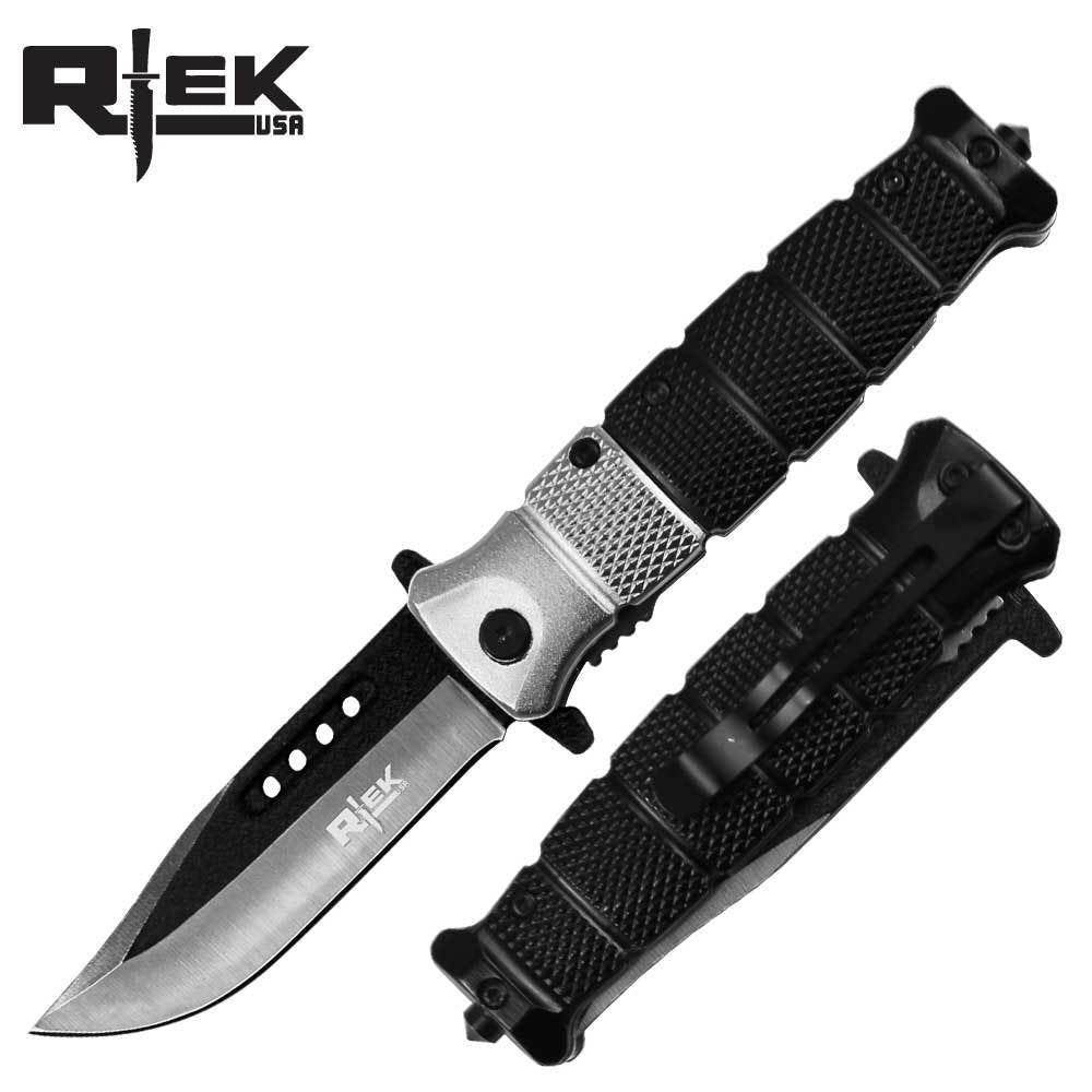 4.5" Closed Rtek Tactical Glass Break Spring Assisted Easy Open Stainless Steel Pocket Folding Camping Knife 5 Different Color Options Dual Color