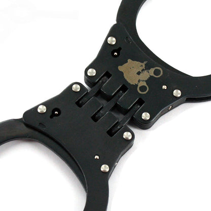 Ace Martial Arts Supply Hinged Heavy Duty Handcuffs and Keys, Black
