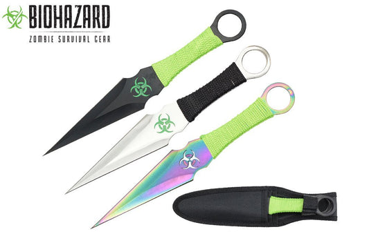 Biohazard 9" 3 Pcs Set Zombie Throwing Knife