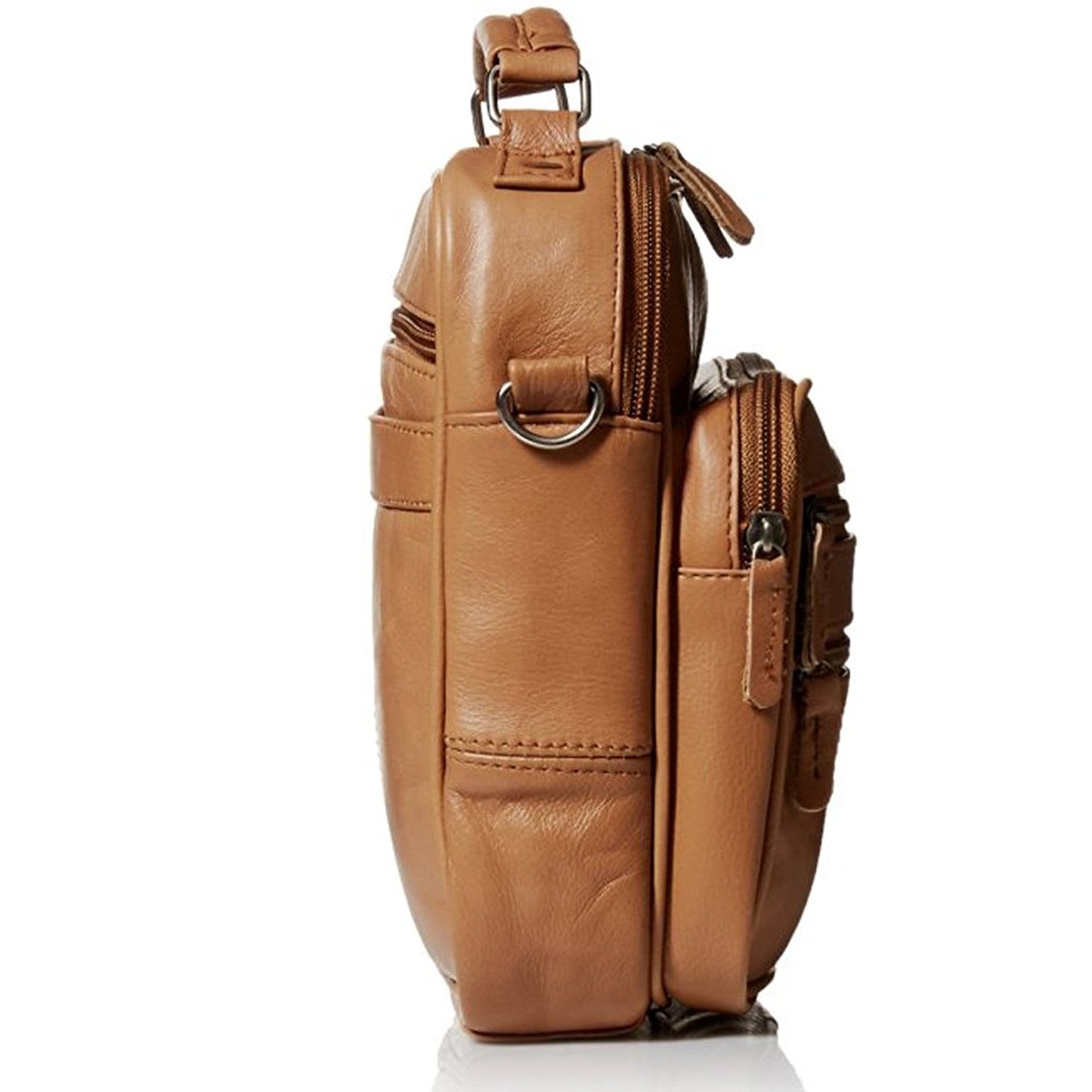 Roma Leathers Light Brown Leather Travel Organizer Crossbody Shoulder Bag