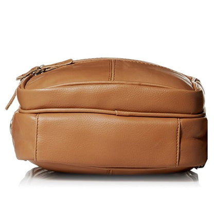 Roma Leathers Light Brown Leather Travel Organizer Crossbody Shoulder Bag