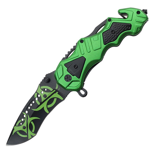 9 inch black hanlde assisted pocket knife Biohazard YC-S-7006-Z